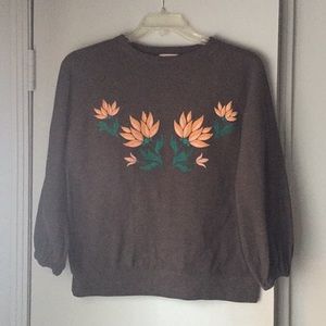 Vintage green floral long sleeve shirt